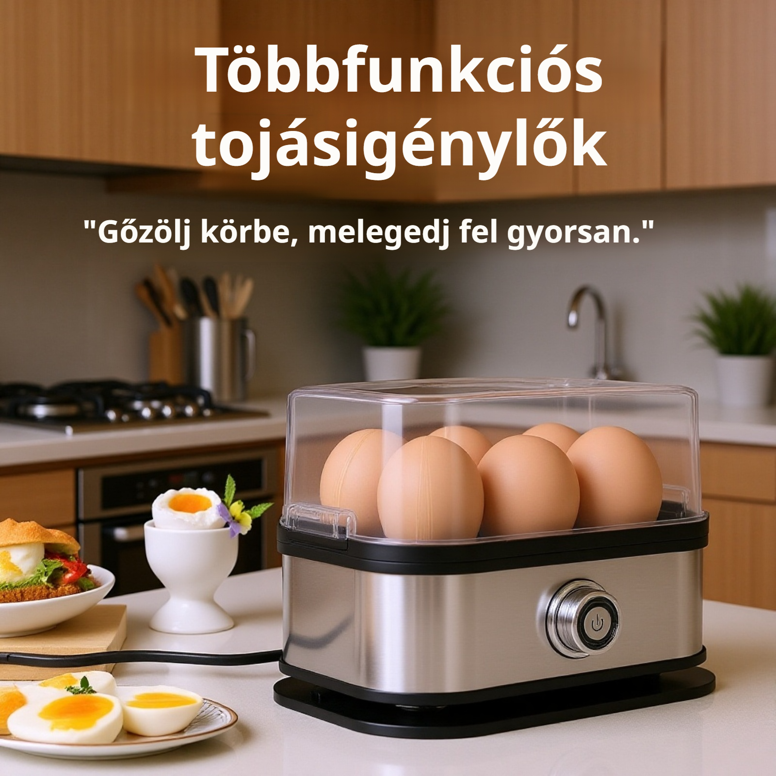 Többfunkciós rozsdamentes acél tojásfőző konyhában