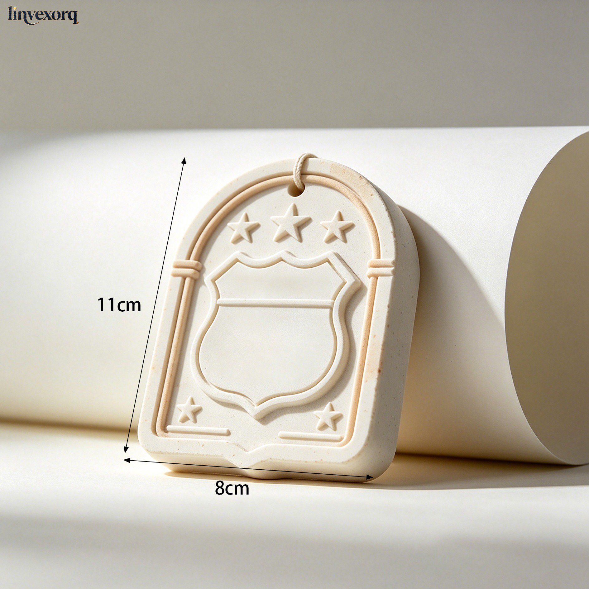 Set of 6 gypsum car air freshener pendants displayed