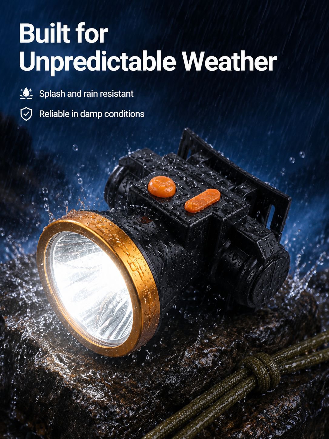 Bright rechargeable headlamp lighting up fishing spot