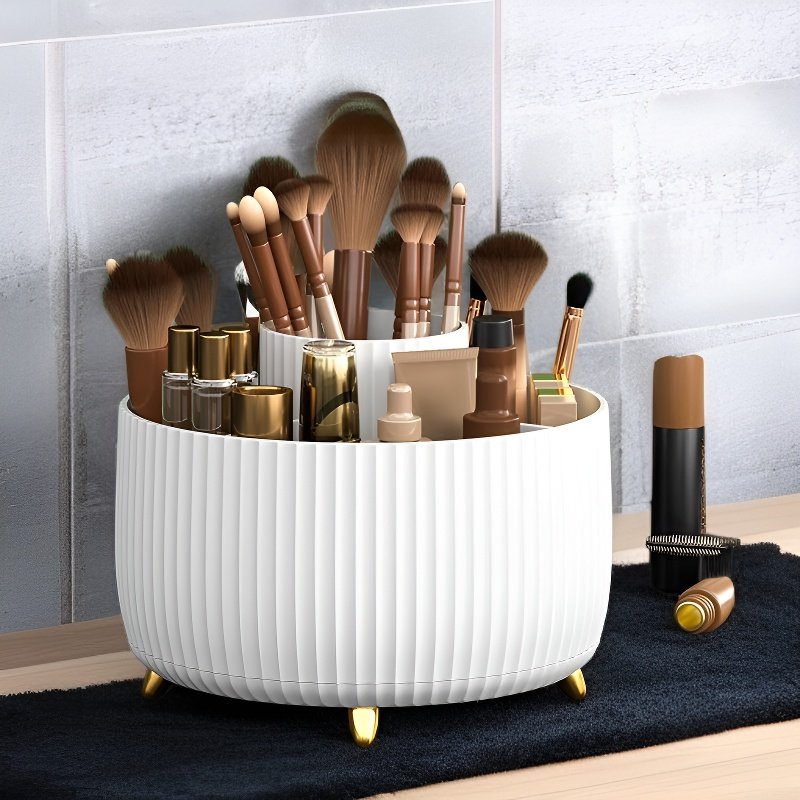 حقيبة مستحضرات تجميل أنيقة وواسعة وكبيرة الحجم قابلة للدوران ومقاومة للغبار