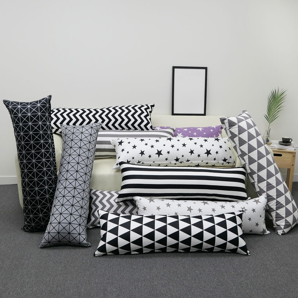 Geometric black and white cushion