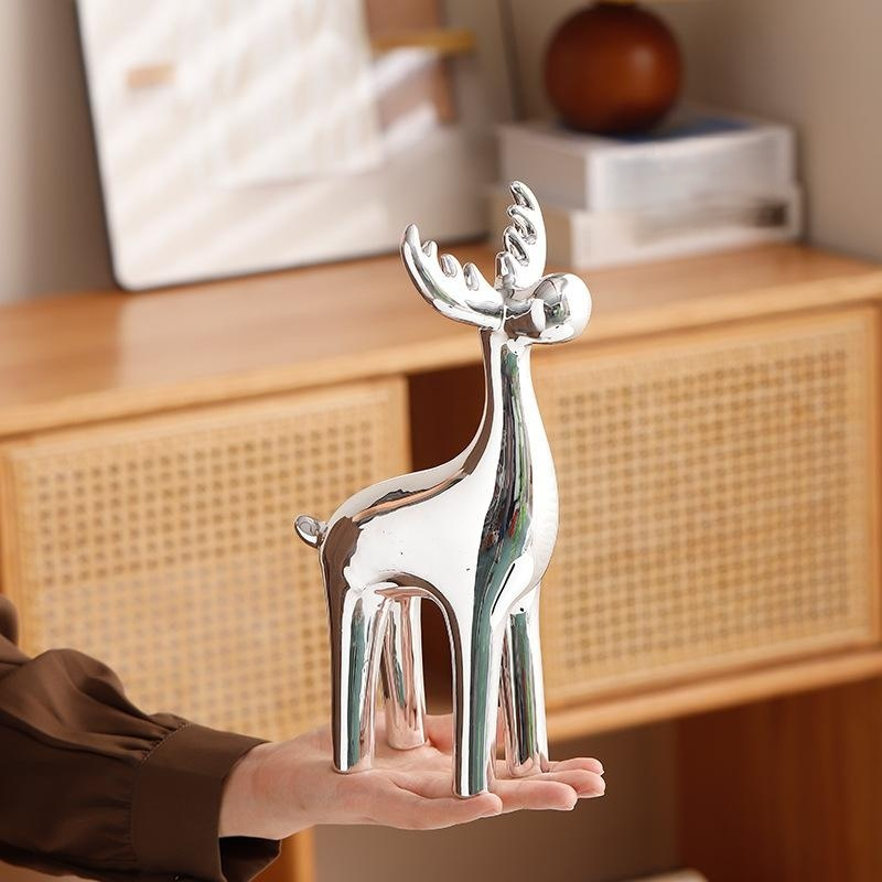 Ceramic deer electroplating process silver plated handicrafts ornaments