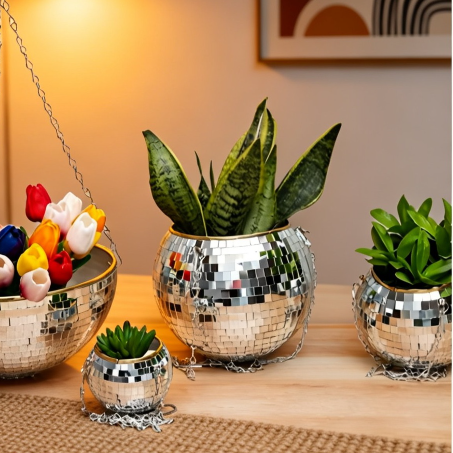 Kreativer Diskokugel-Pflanzer Hängender Blumenampel Pflanzengefäß