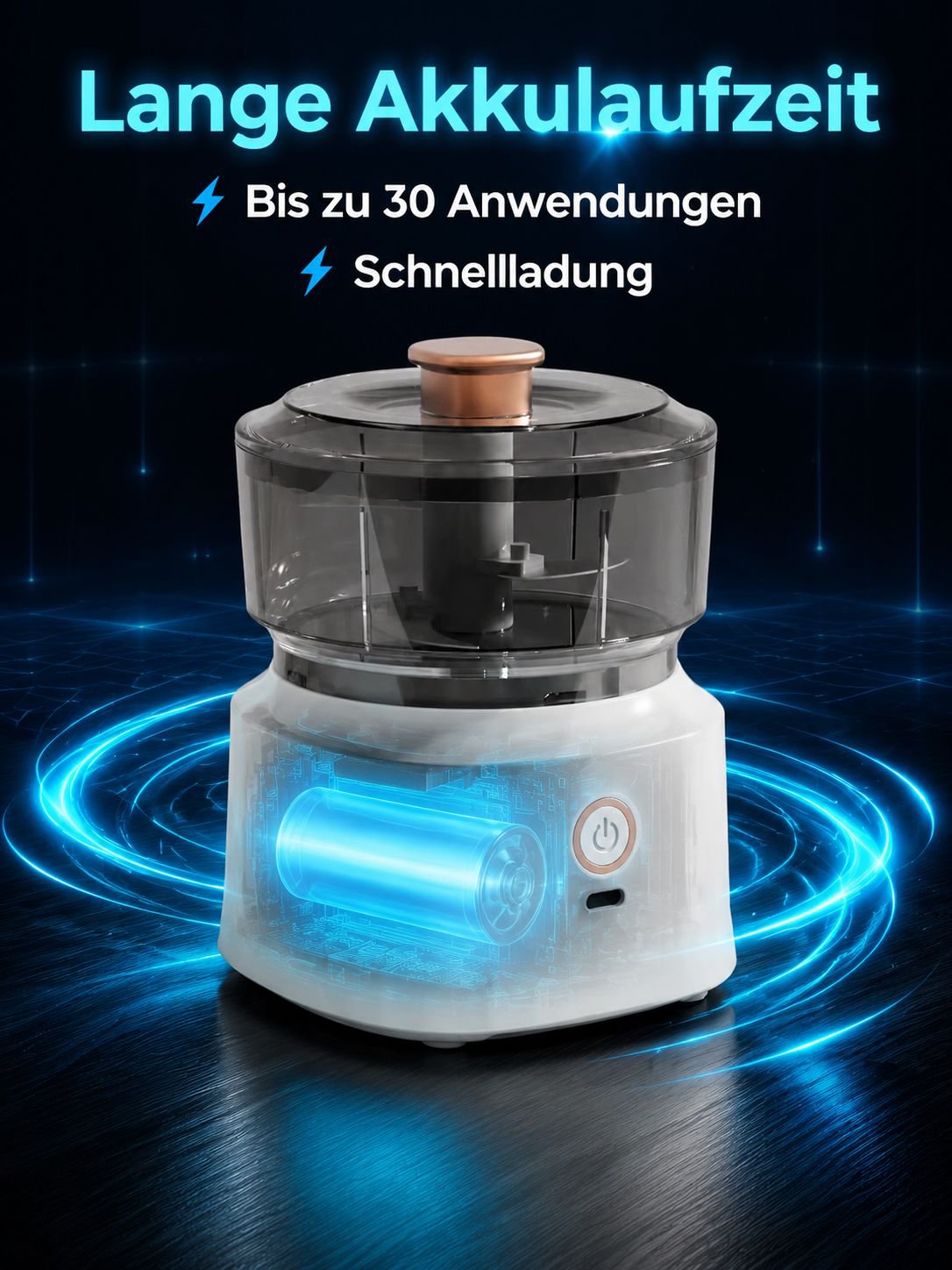 Modernes Küchengerät – kabelloser Mixer in Weiß