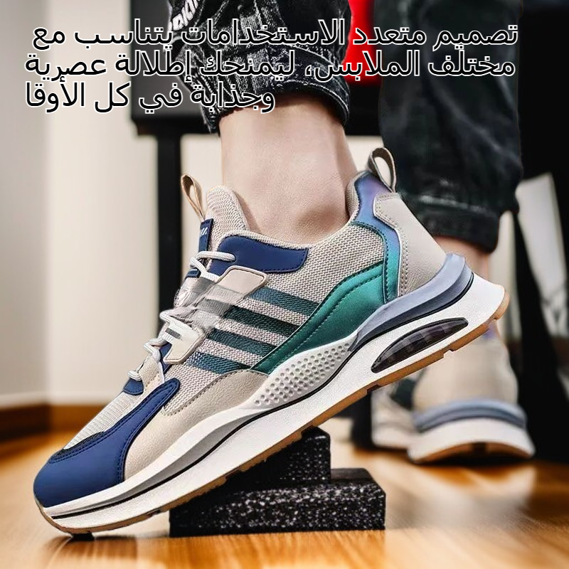 حذاء رجالي رياضي عصري متعدد الاستخدامات مقاوم للانزلاق وجديد قابل للتنفس بنسيج شبكي