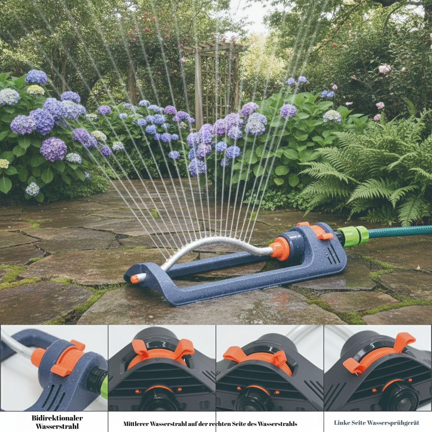 180° Automatischer Schwenksprinkler mit 19 Düsen für Gartenbewässerung
