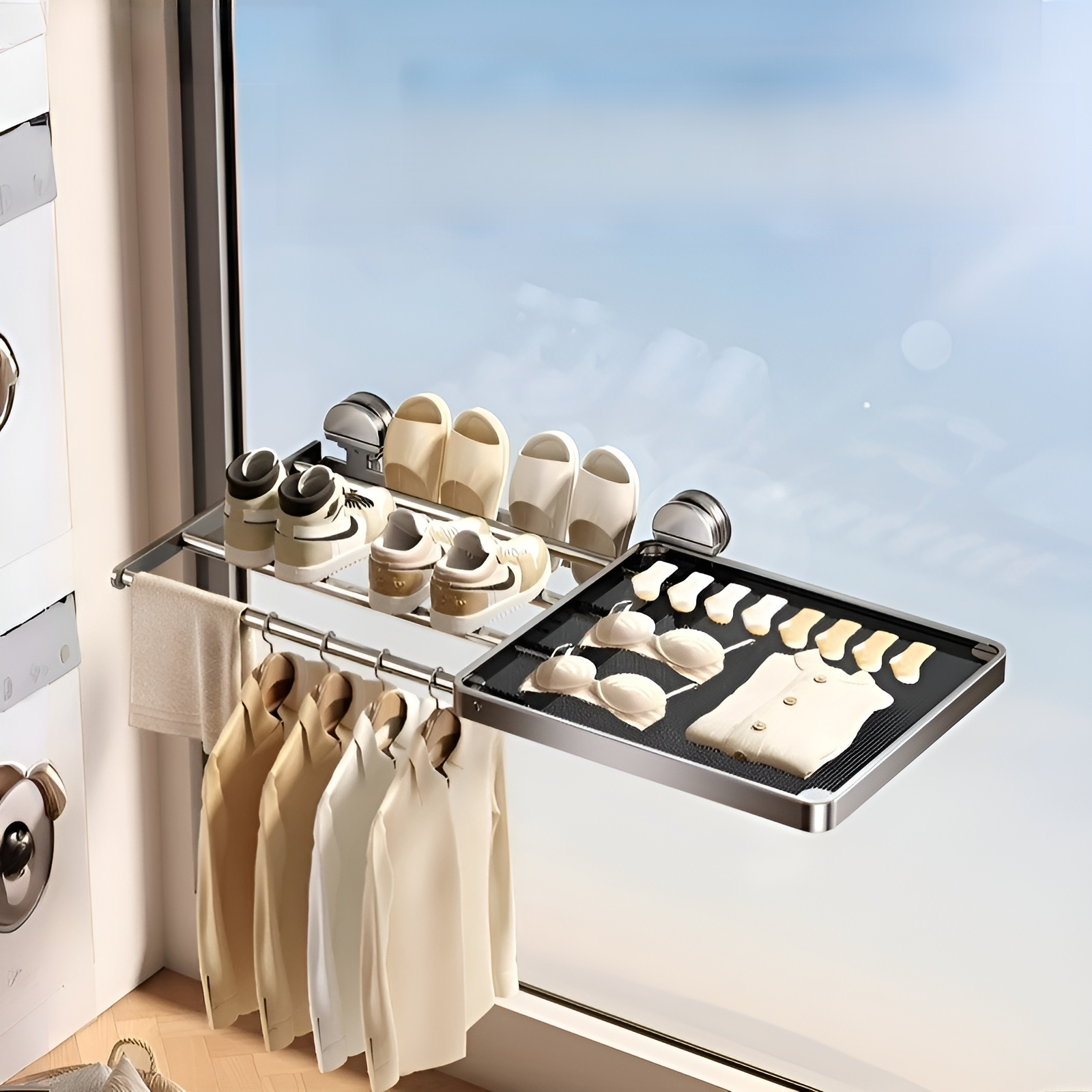 Ideal para pisos de alquiler - Tendedero interior adhesivo para ventana