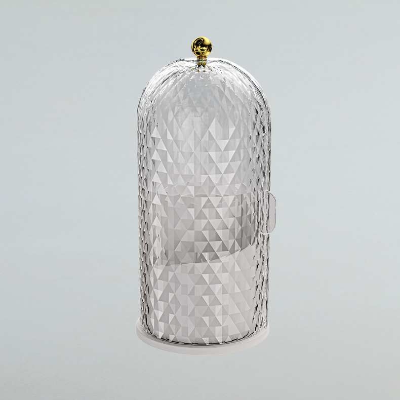 回転式化粧品収納ボックス 軽量 高級ダイヤモンド柄 デスクトップコンパートメント 収納チューブ 透明蓋 防塵 メイクアップボックス