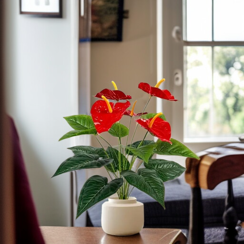 仿真花5頭紅掌花