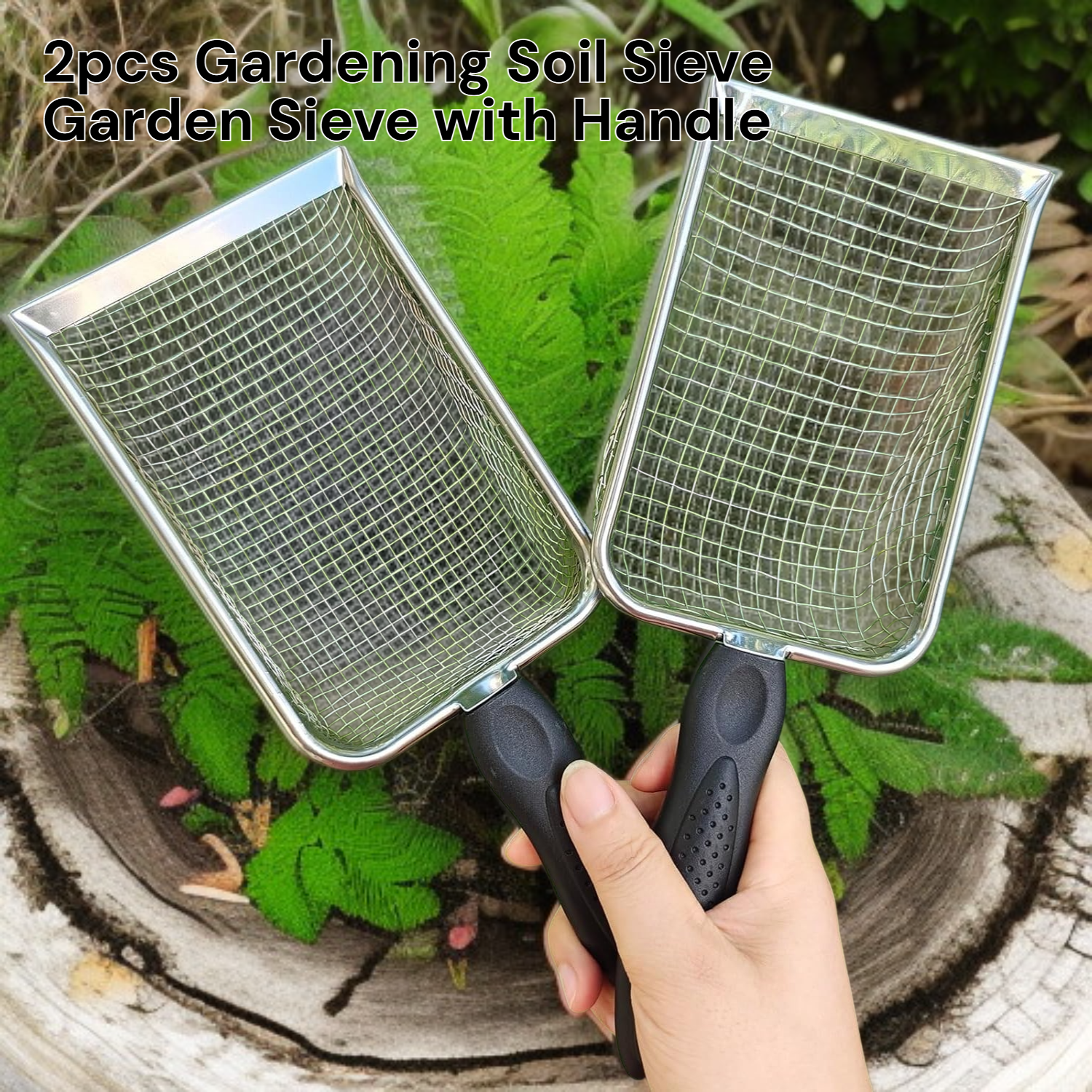Tamiz de Suelo para Jardinería con Mango, 2 Piezas