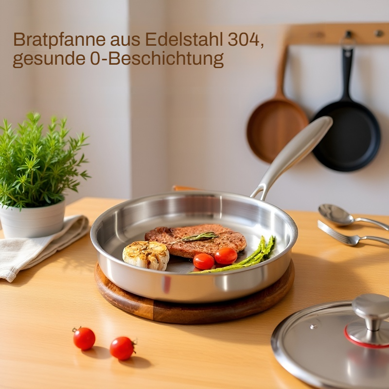 Verdickter dreischichtiger Edelstahl-Antihafttopf für Induktionsherde