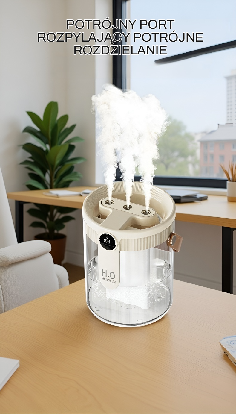 Kompaktowy nawilżacz powietrza w nowoczesnym wnętrzu