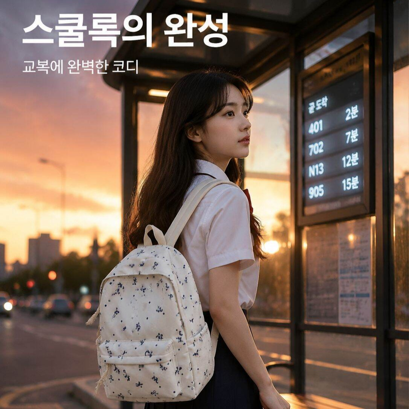 한국식 하라주쿠 플라워 스쿨백 여학생 백팩