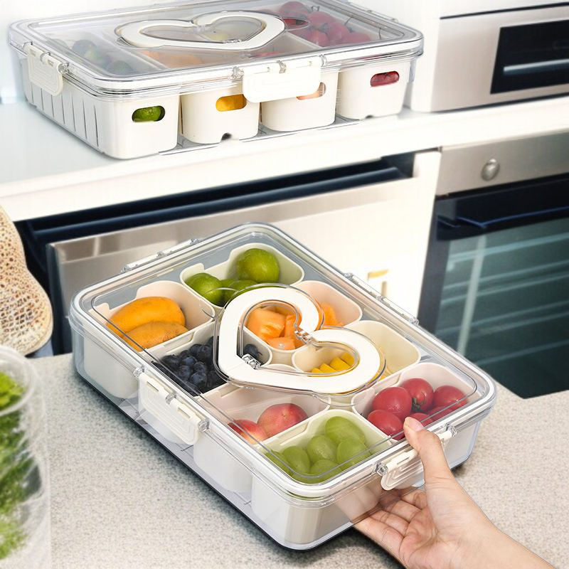 Caja organizadora de ensaladas y especias para refrigerador, hermética y multifuncional