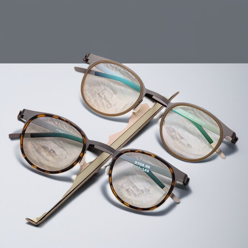 남성 순티타늄 돋보기 안경 동그란 테 대모 스타일 빈티지 돋보기 안경 나사 없는 고화질 중장년 근시안경