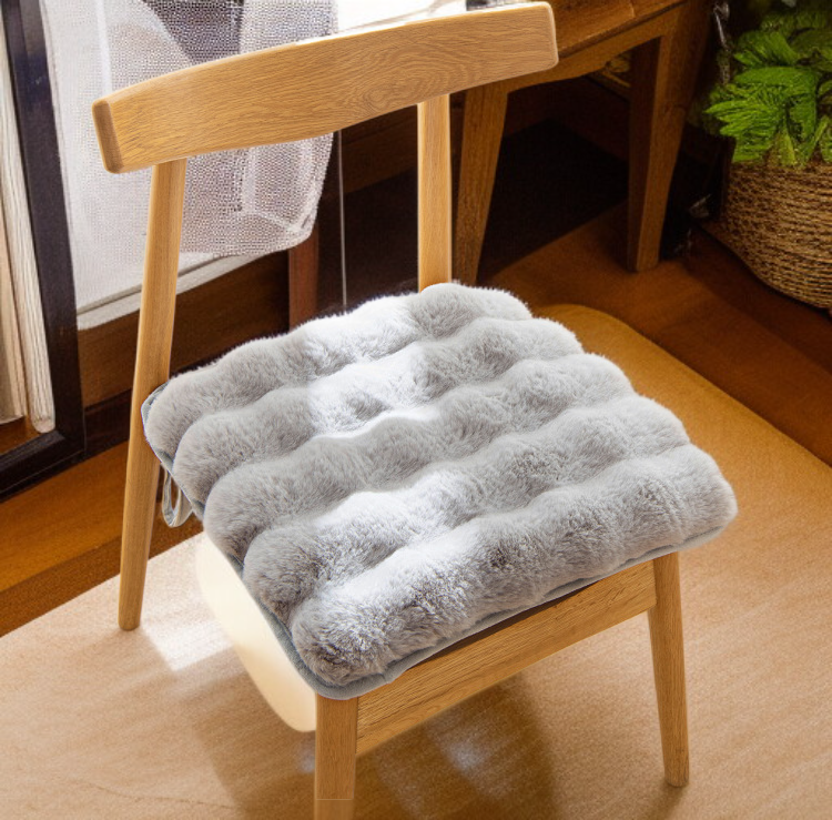 Close-up of fluffy warm cushion texture