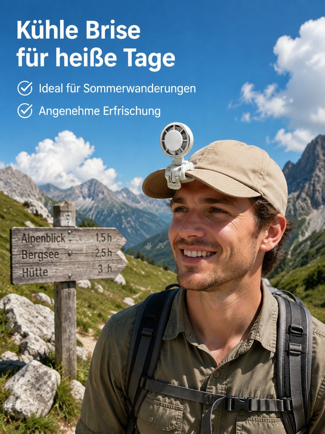 Mini-Mützenventilator mit Clip-Design in Nahaufnahme