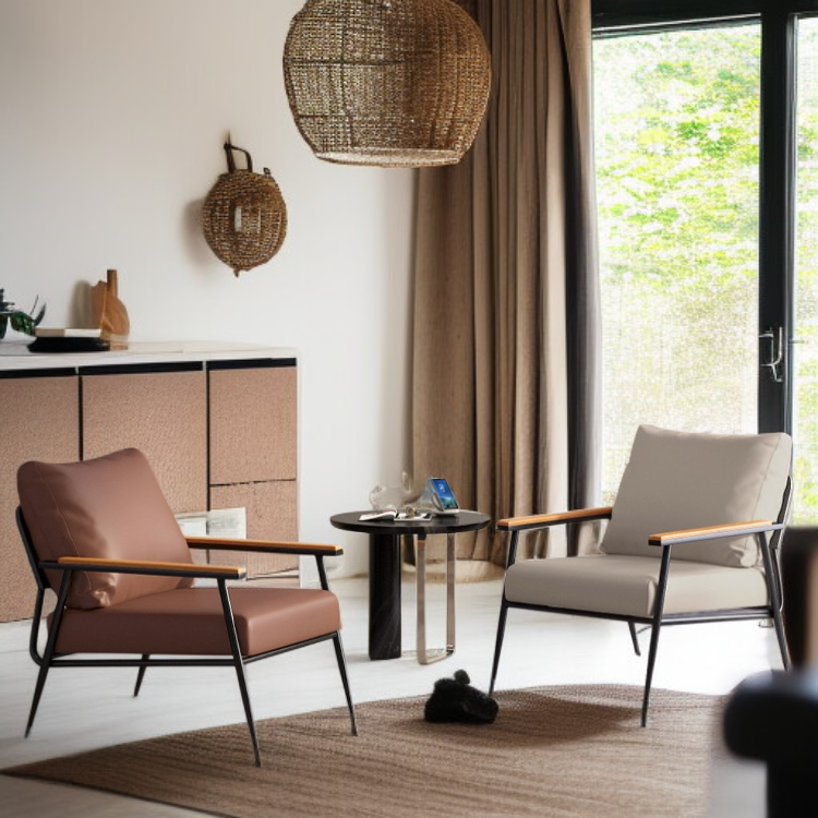 北欧風ビジネス応接用一人掛けソファ、寝室用リラックススポンジソファチェア