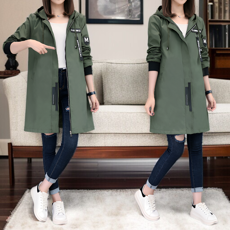 レディース学生ミッドレングスカジュアルトレンチコートジャケットルーズベースボールコートジャケット学生トレンチコートカジュアルルーズベースボールコート
