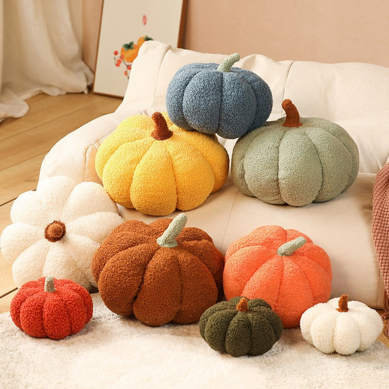 Almohada cojín de peluche en forma de calabaza para decoración del hogar