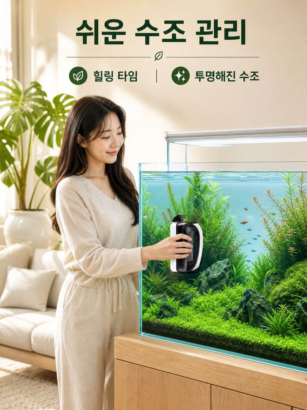 어항 스크레이퍼 자석 브러시 청소 도구 유리 지우개 이끼 제거 칼