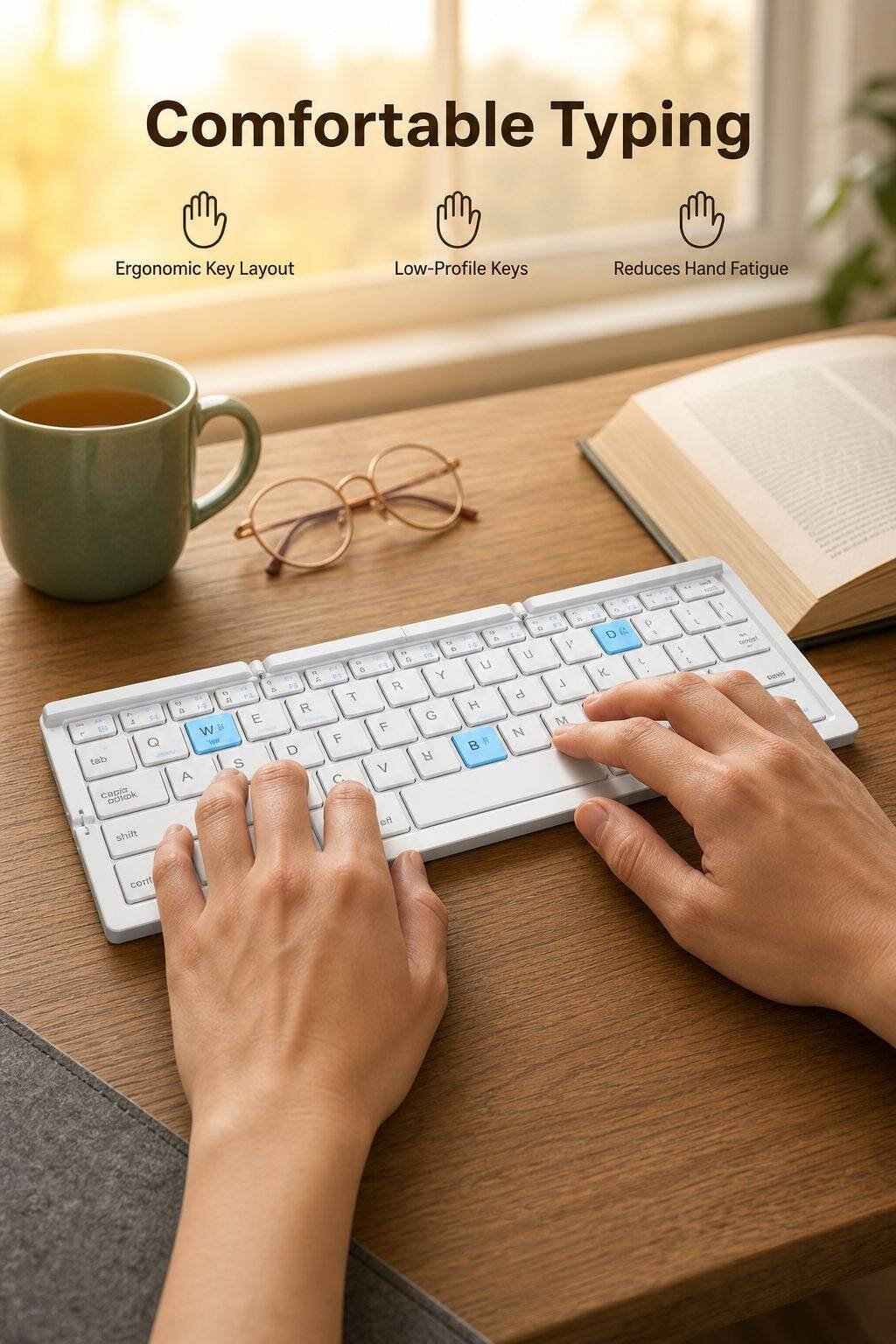 Mobile Phone Tablet Portable Folding Bluetooth Keyboard
