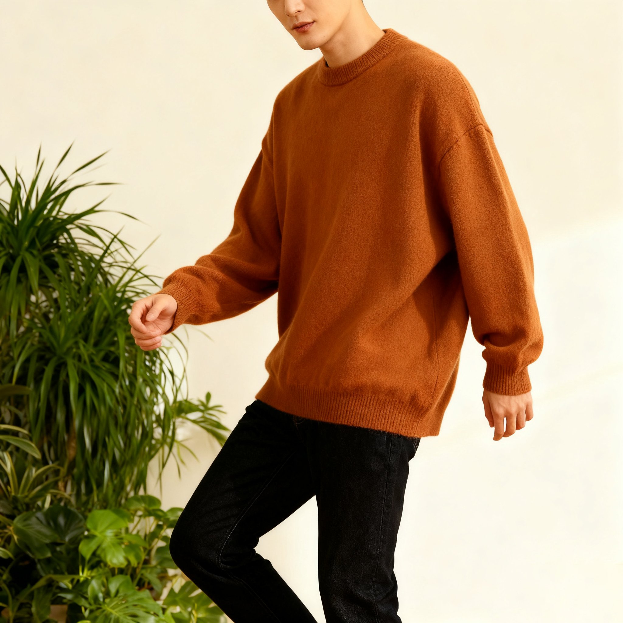 소프트 터치 라운드넥 니트 전체 이미지