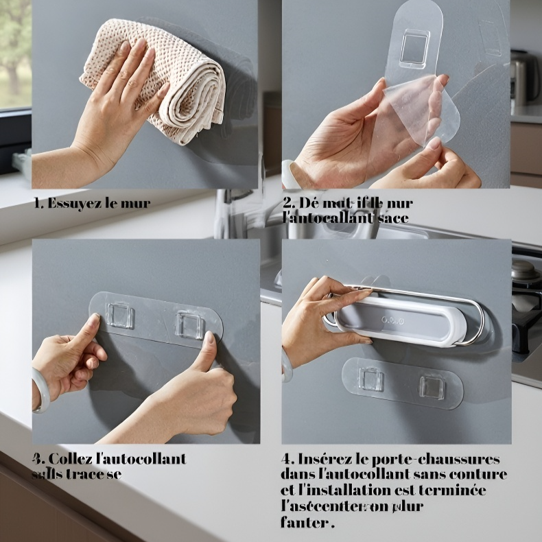 Porte-chaussures de salle de bain mural sans perçage