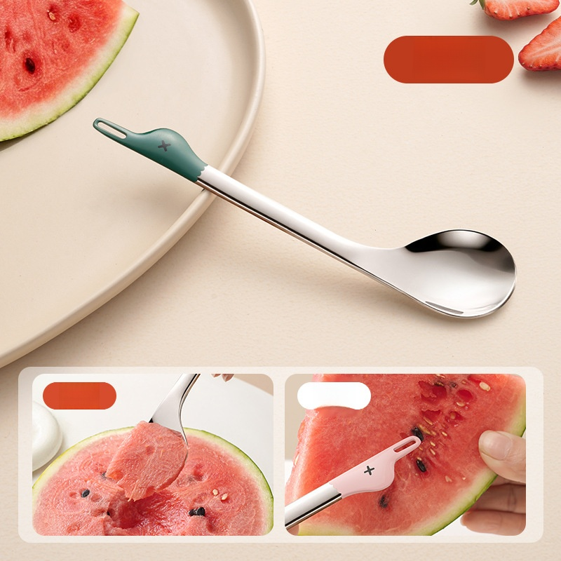 Stainless Steel Cartoon Duck Watermelon Spoon Multifunctional Stylish Tableware