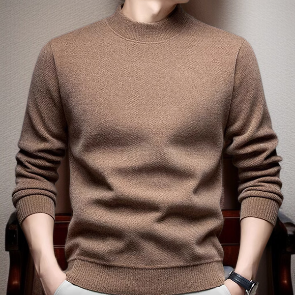 メンズ裏起毛クルーネックウールニットセーター