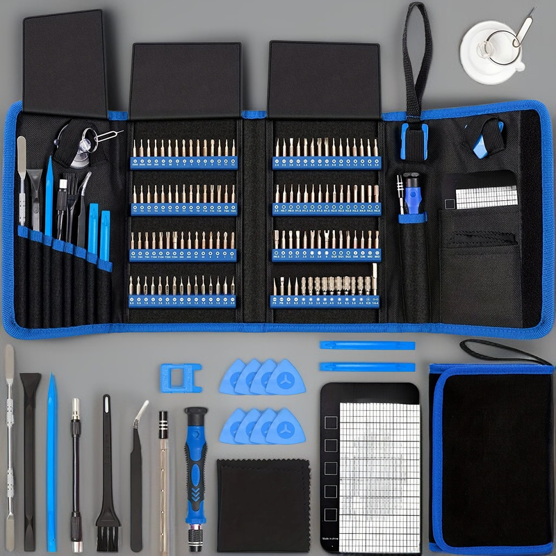 Electronic Repair Toolkit with 120 Precision Magnetic Bits for Mobile Devices and Gaming Consoles