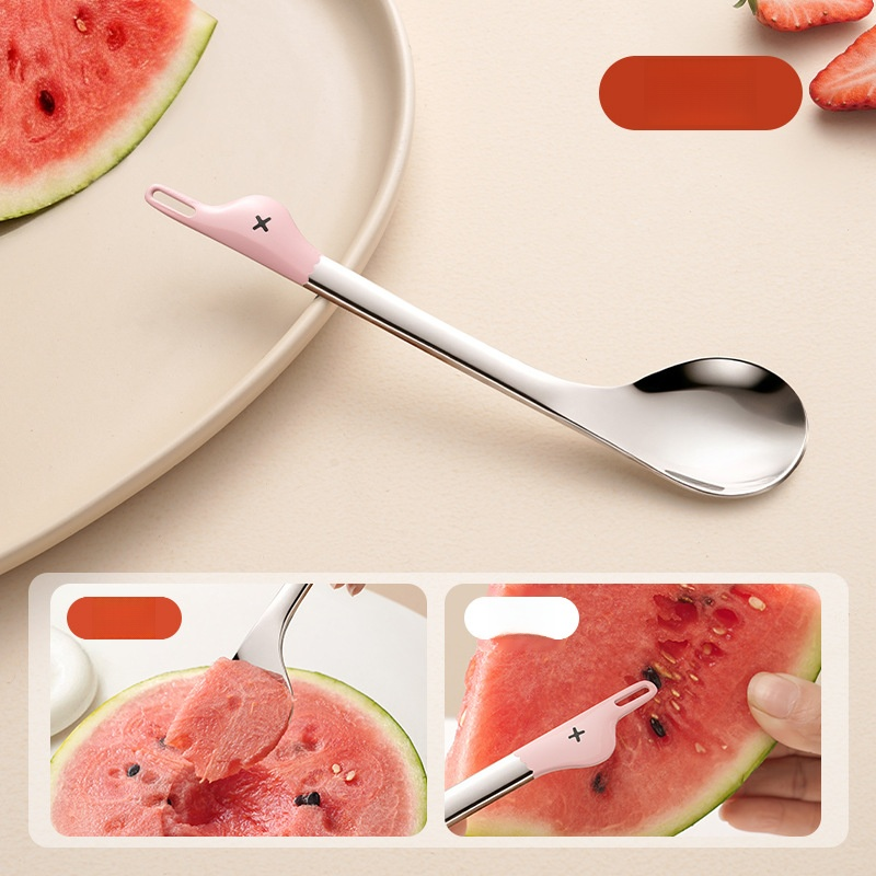Stainless Steel Cartoon Duck Watermelon Spoon Multifunctional Stylish Tableware