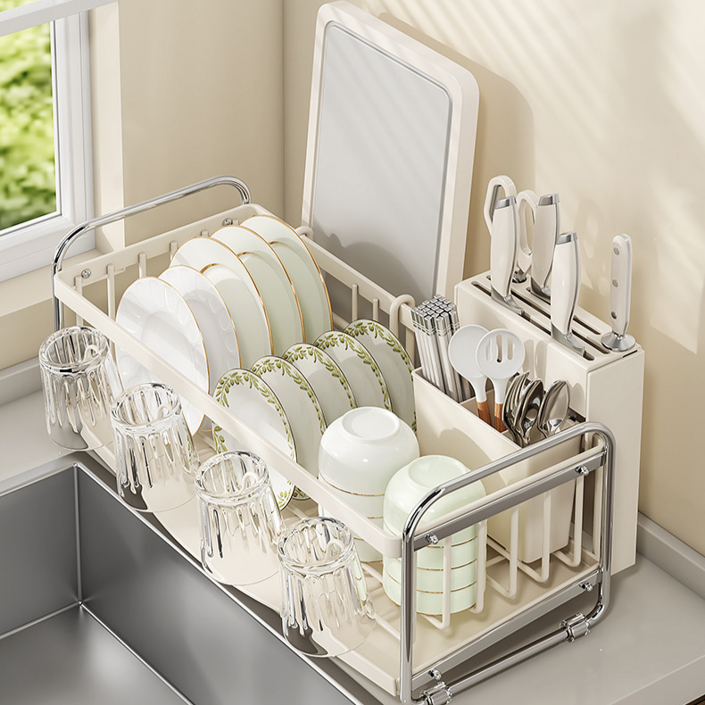 多功能キッチン収納ラック 排水付き＆食器収納