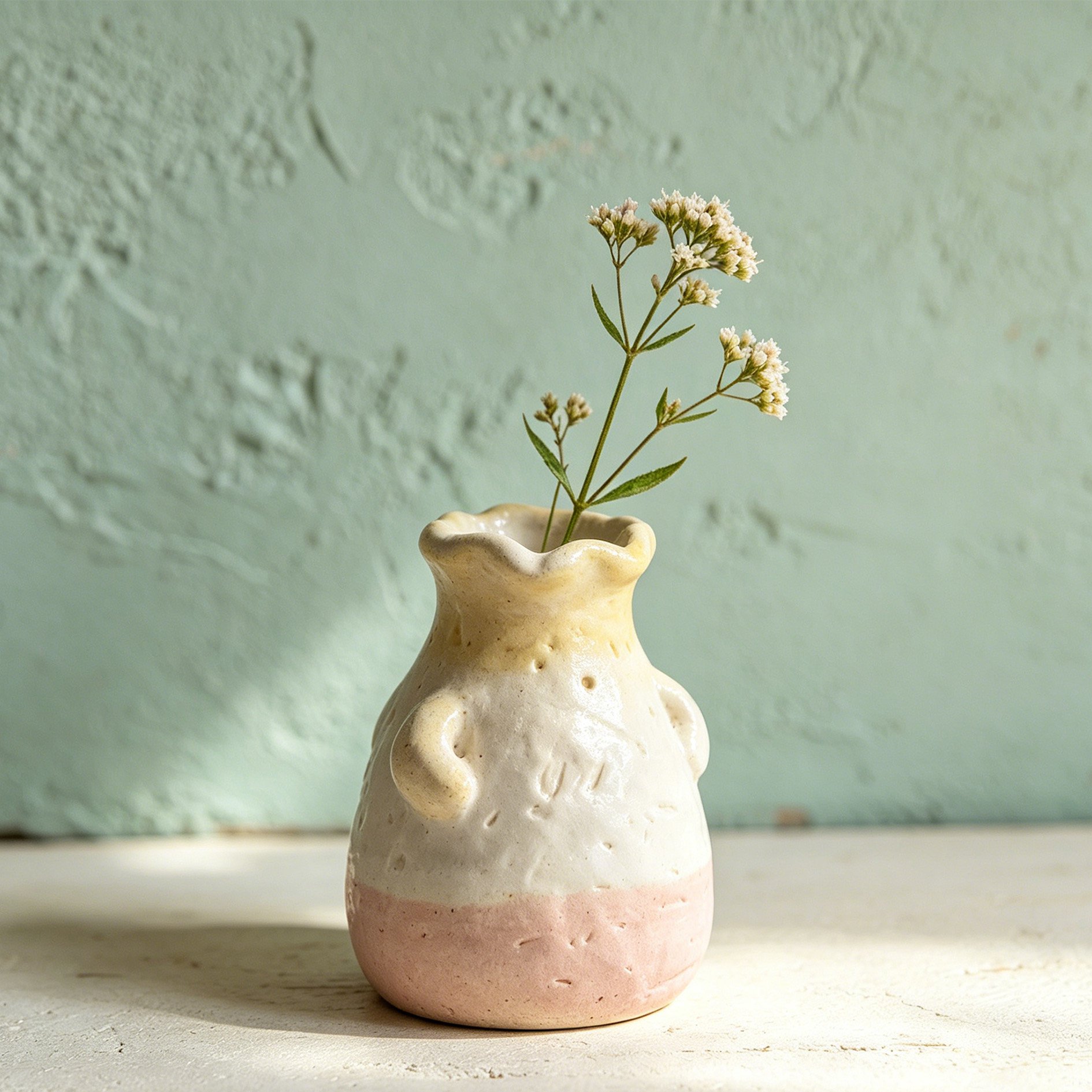 Set of 6 handmade rustic mini ceramic flower vases