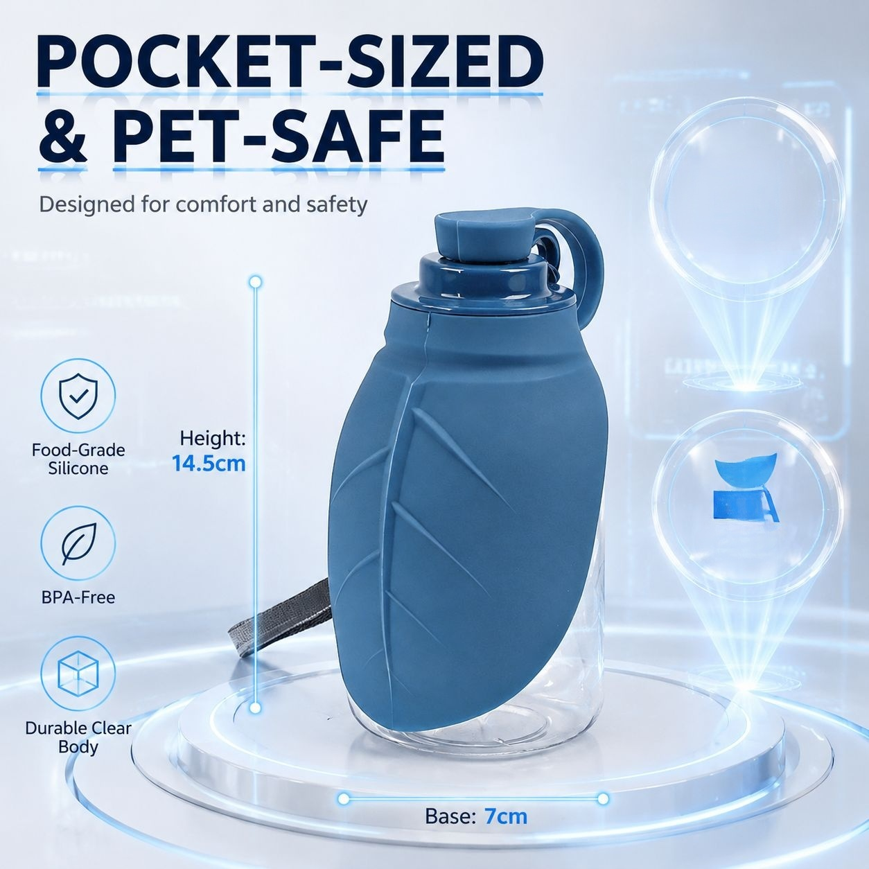 Outdoor Portable Pet Water Bottle with Foldable Bowl for Dogs and Cats