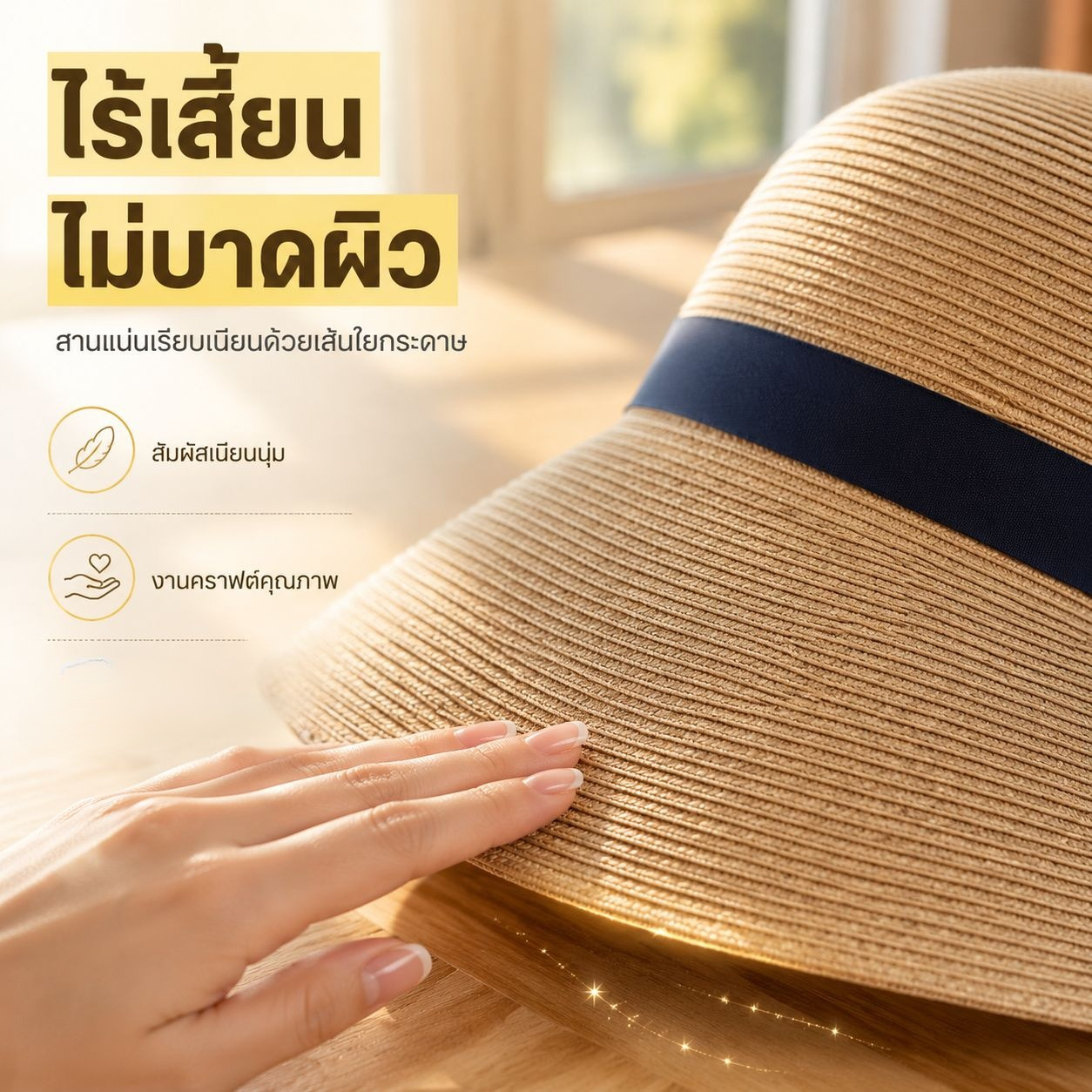 หมวกฟางสไตล์ฝรั่งเศสพับได้ หมวกกันแดดแบบเฮปเบิร์น ปีกหน้า-หลังไม่เท่ากัน เหมาะกับท่องเที่ยวทะเล