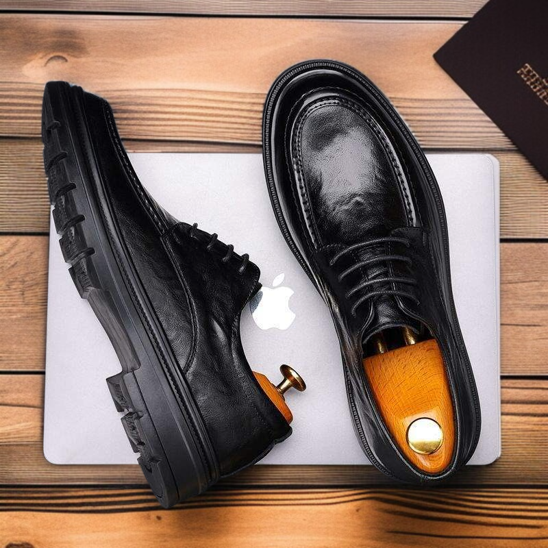 牛革メンズ厚底革靴