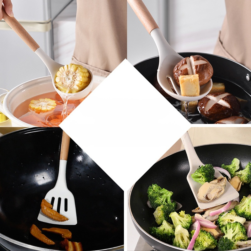 Kit de utensilios de cocina multifuncionales de silicona, 19 piezas