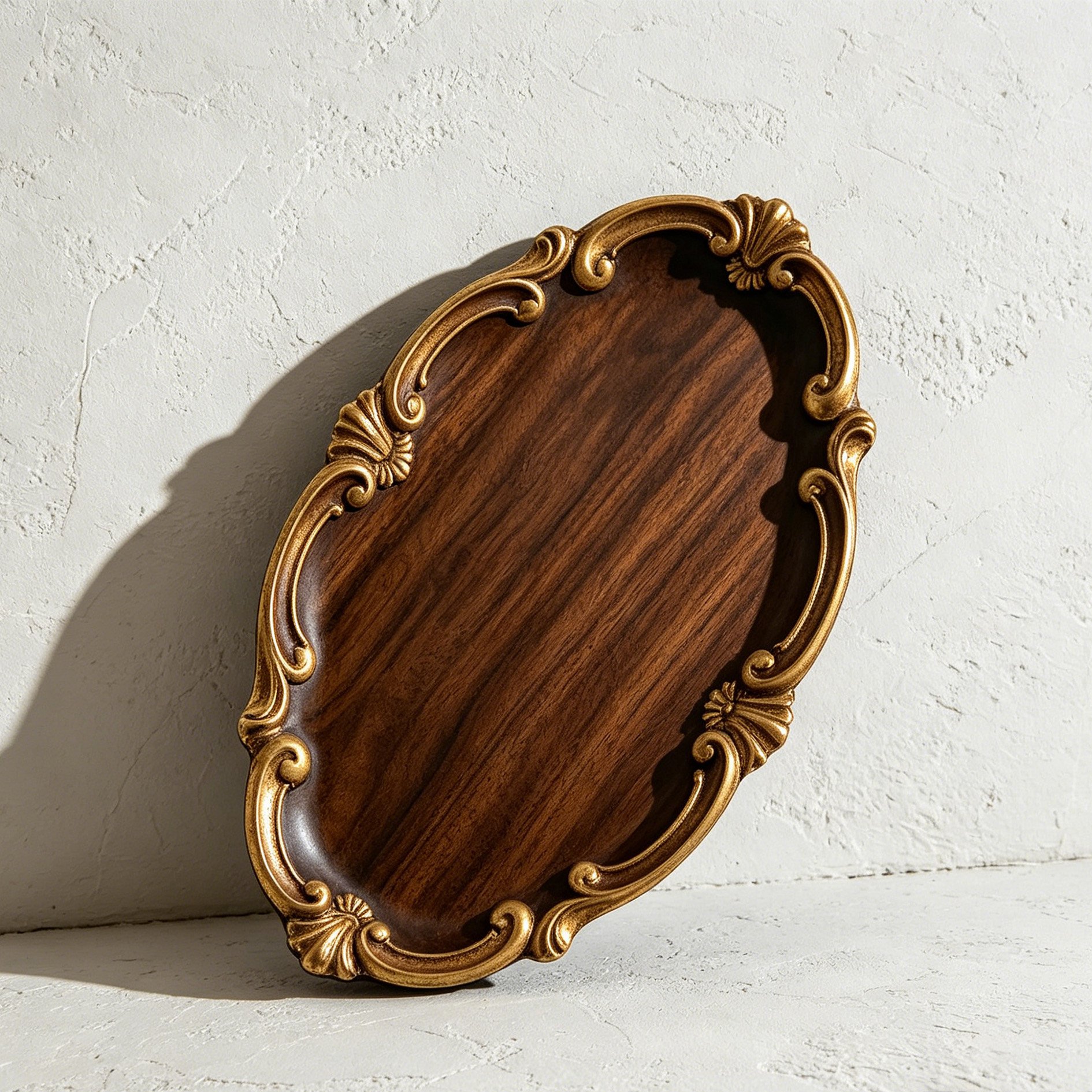Close-up of Black Walnut Wood Tray texture
