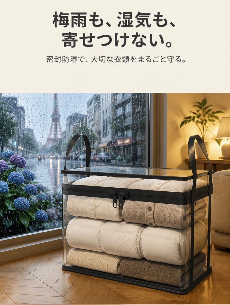 荷物をまとめて持ち運べる透明収納バッグ