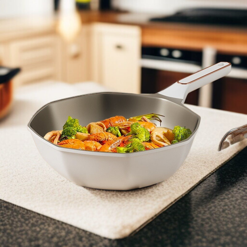 가정용 프라이팬 매끈한 평저팬 팔각 볶음팬 깊은 논스틱팬