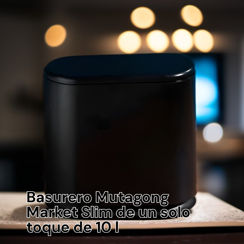 Papelera Slim de 10L con Tapa de un Toque, sin Necesidad de Perforar