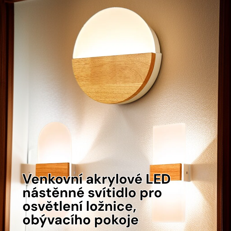 Dekorativní venkovní LED nástěnné svítidlo z akrylu pro hotelové chodby