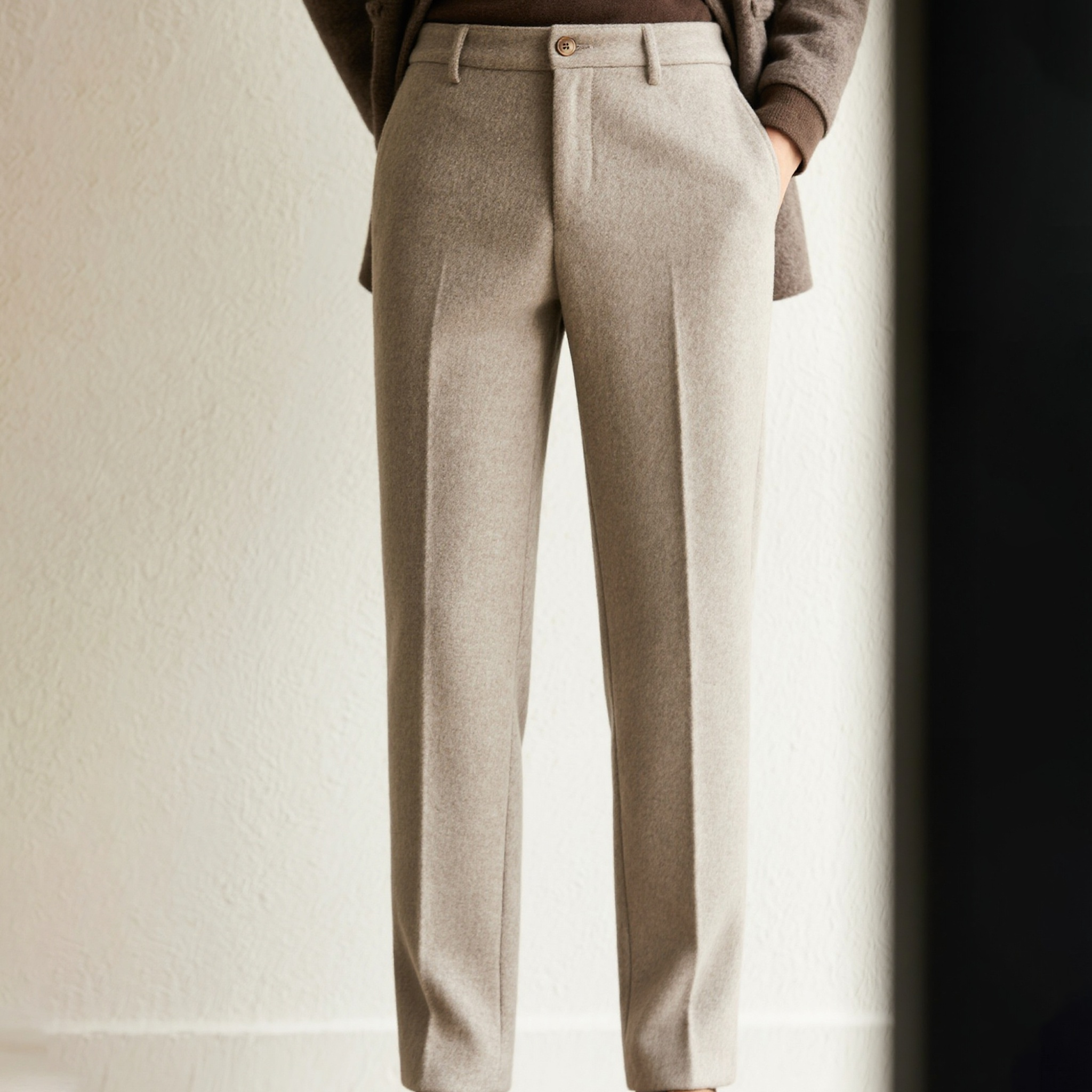 남성 클래식 핏 울 정장 바지