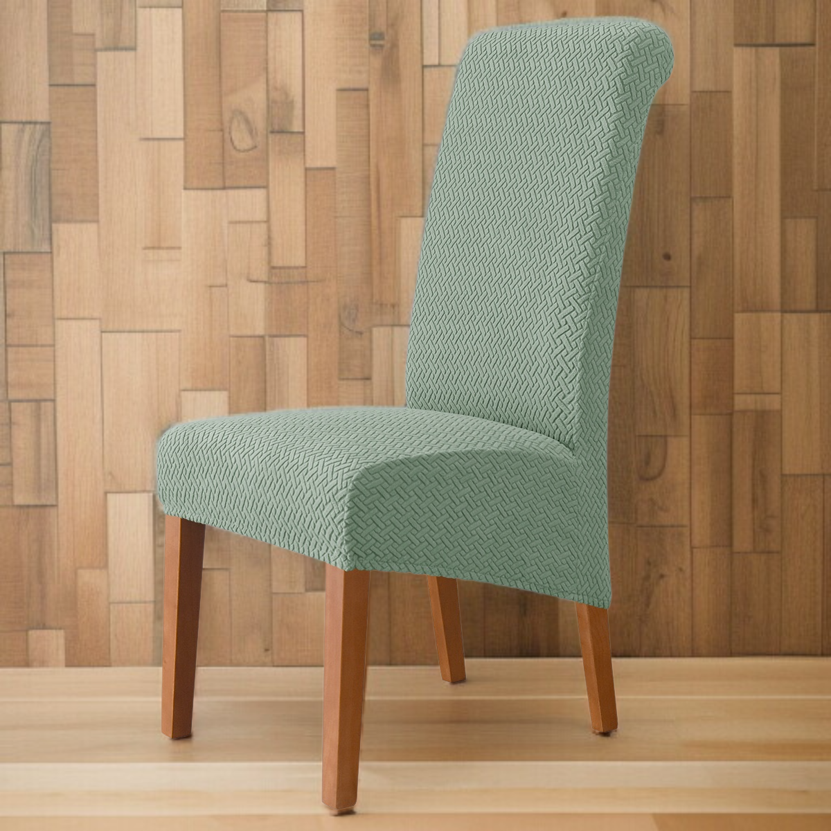 Chaise de salle à manger dossier haut Housse en tissu jacquard extensible