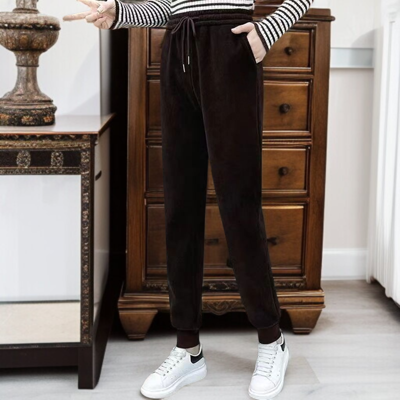 여성 얇은 곰돌이 트레이닝 팬츠 여 봄 하이웨스트 와이드 조거팬츠