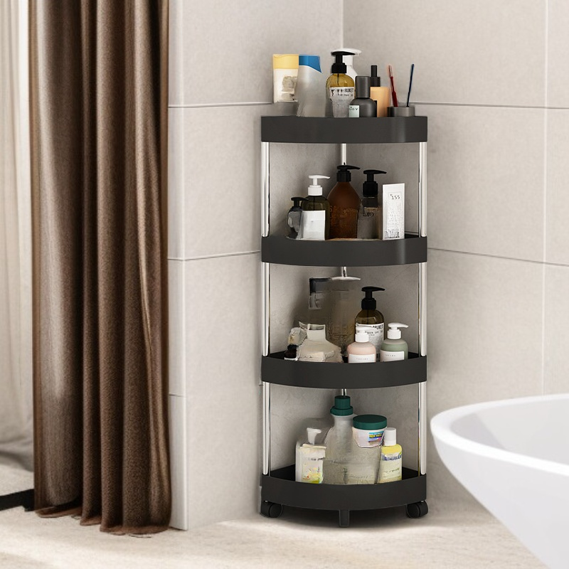 Dreieckiges Badezimmerregal ohne Bohren in moderner Optik