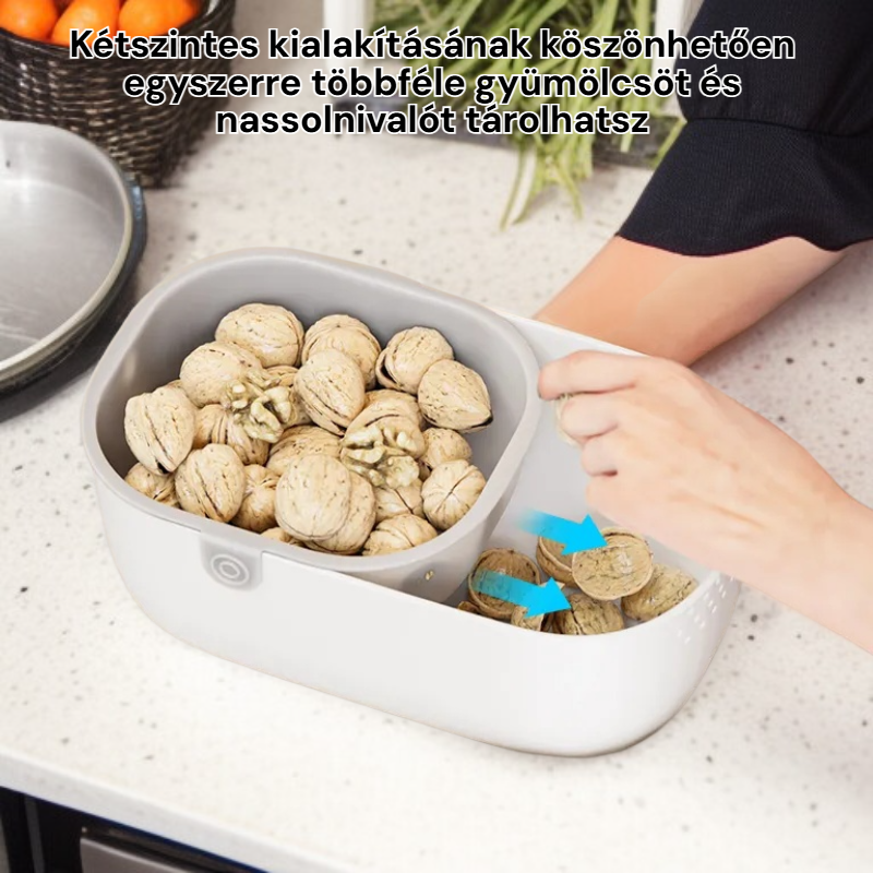 Kétszintes, vastagított, multifunkcionális gyümölcs- és snacktároló kosár