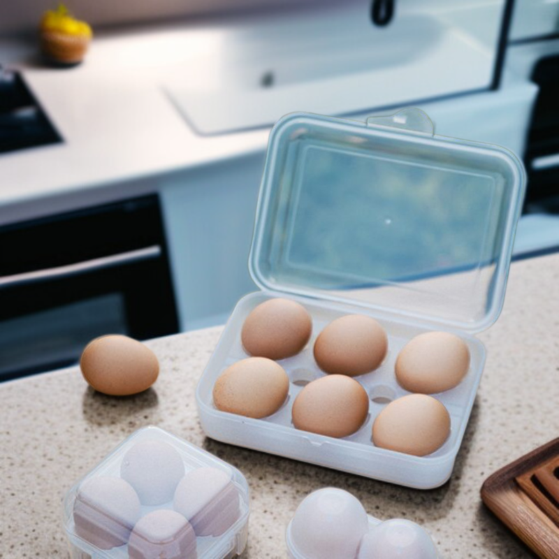กล่องใส่ไข่พลาสติกสำหรับใช้ในบ้าน กล่องกันตกแตก ถาดไข่พกพาเหมาะสำหรับแคมป์ปิ้ง