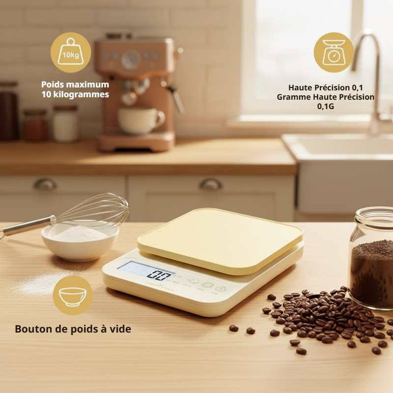 Balance électronique de cuisine haute précision compacte